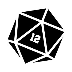 Solid Black Color Dice D20 Natural 12