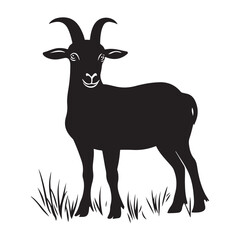 goat head Vector, goat vector illustration, goat head emblem design, Goat silhouette