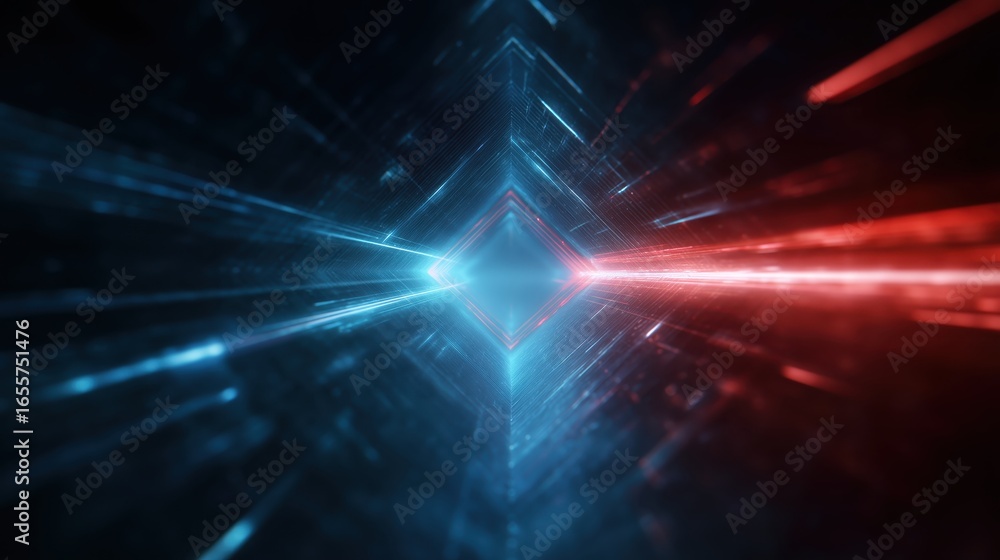 Poster light beams piercing digital abstract background abstract digital design with blue and red light bea