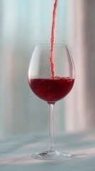 A rich crimson cascade fills goblet, evoking Nordic Sankt Hans Aften, celebrating Bacchus with spirited solstice libations