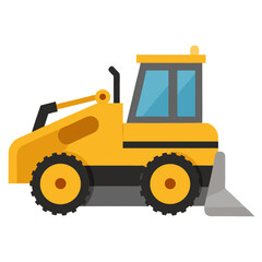 Naklejka premium Side profile illustration of a heavy duty bulldozer with a front blade