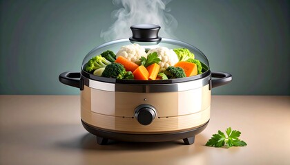 Steaming Vegetables in Electric Cooker.