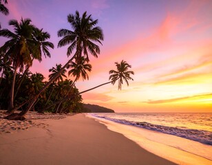 Tropical sunset beach scene