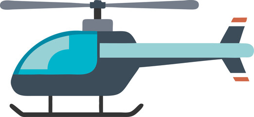 Side view of a helicopter with spinning blades for advertising