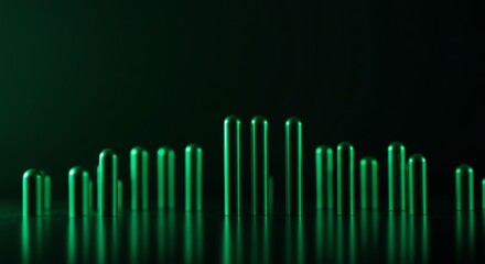 Green capsule arrangement on reflective surface