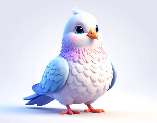 Fluffy dove with realistic textures and playful vibes captivates the imagination