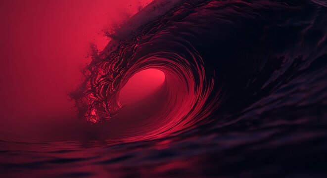Red wave with swirling water and dark core