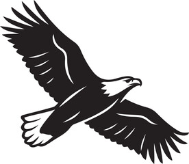Soaring eagle silhouette bird vector art, Black eagle flying design on white background