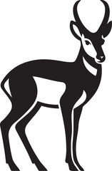 Antelope standing deer animal vector, Stylized black and white antelope design