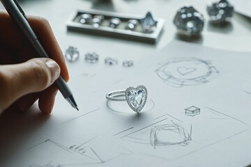 Crafting Elegance: A Designer Sketching a Diamond Ring