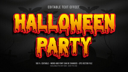 halloween party editable text effect vector