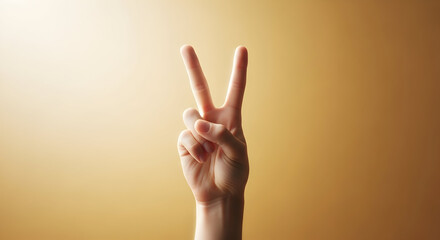 Victory hand gesture peace sign two fingers up hand symbol success win positive attitude hope optimism gesture background