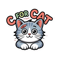 C for Cat sticker, sticker-like bruise, and 