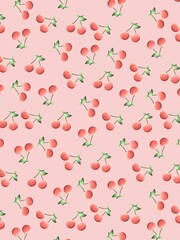 seamless pattern with cherry on pink for textile, gift wrap, wallpapper, baby decoration rooms, blanket, towel