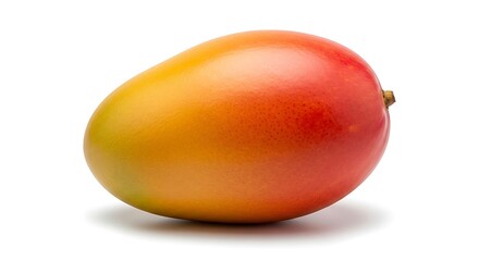Ripe mango fruit isolated on white background with subtle shadow