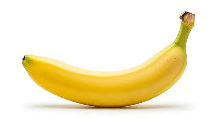 Single yellow banana isolated on white background studio shot