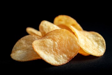 Crispy potato chips shimmer under a twilight aura, invoking National Snack Day celebrations and cozy Hygge-inspired gatherings