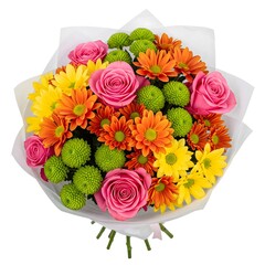 Vibrant Bouquet of Roses and Chrysanthemums