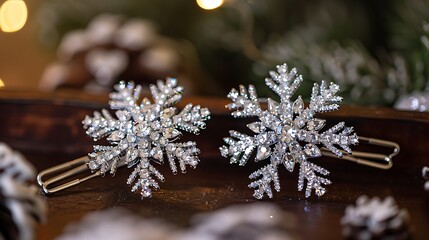 Elegant Sparkling Snowflake Hair Clips for Festive Winter Hairstyles