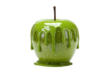 Obraz premium A Halloween poison apple with green slime, isolated on a transparent background.