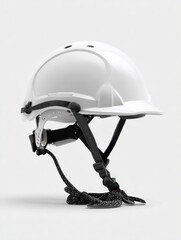 Fototapeta premium white hard hat with adjustable chin strap