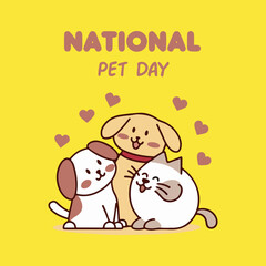 National Pet day retro handwritten words. Hand drawn retro lettering for background, banner, card, poster with text inscription