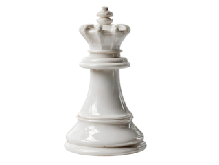 Angled Side View of White Chess Rook, Emphasizing Shape and Shadows, Isolated on Transparent Background