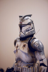 Naklejka premium Commander Wolfe action figure on August 5, at 2025 Comicon El Salvador, showcasing detailed 501st battalion clone trooper.