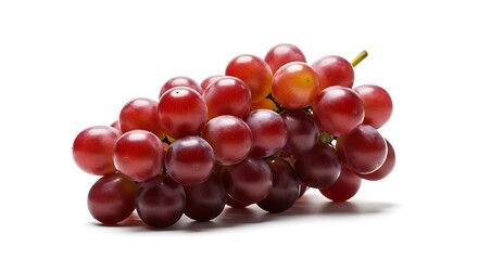 Fresh bunch of ripe red grapes isolated on white background