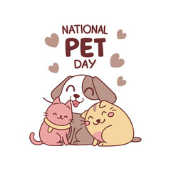national pet day celebration 11 April poster banner flat color vector illustration template design