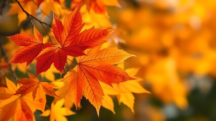 Obraz premium Colorful and bright maple leaves signal the arrival of the autumn season