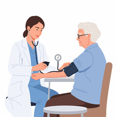 Doctor Measuring Blood Pressure of Elderly Patient
