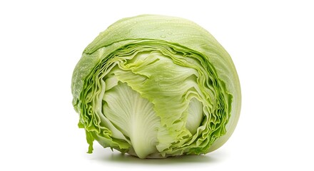 Fresh iceberg lettuce head isolated on white background