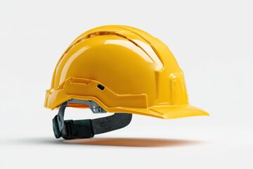 Bright yellow hard hat on a white background, symbolizing safety in construction environments