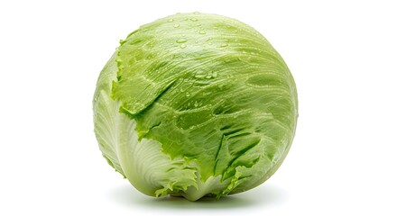 Fototapeta premium Fresh iceberg lettuce head isolated on white background