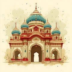 Obraz premium Ornate architectural illustration of a grand building.