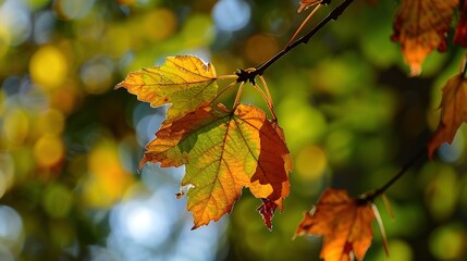 Obraz premium Enchanting Beginning of Autumn: Crisp Air, Golden Leaves, and Harvest Vibes Marking the Onset of Fall, Featuring Cozy Sweaters, Pumpkin Patches, and Sunset Hues, Perfect for Seasonal Art, Lifestyle Ph