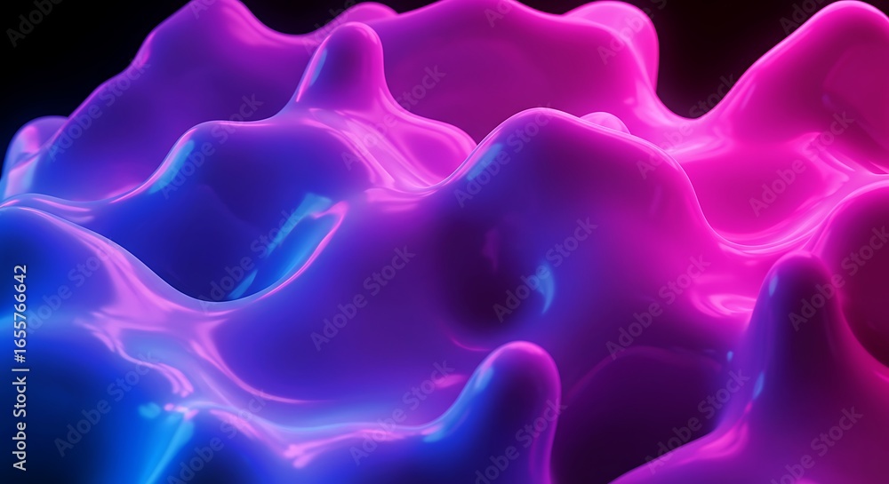 Poster abstract purple fractal background texture with blue microscopic cell patterns and motion