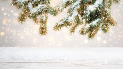 Snow-kissed fir branches dangle dreamily, evoking winter solstice magic and Yule celebrations beneath a shimmering celestial glow