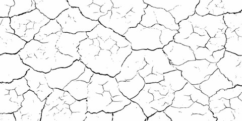 Black and white texture of cracked and abstract grunge texture effect old concrete faded wall dry surface patterns background.
