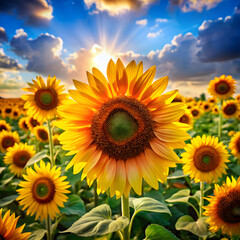 Obraz premium vibrant sunflowers a burst of summer