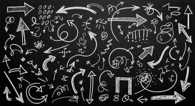 Hand-drawn arrows doodled on a chalkboard
