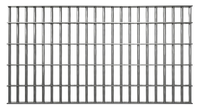 Metal prison cell bars isolated on white
