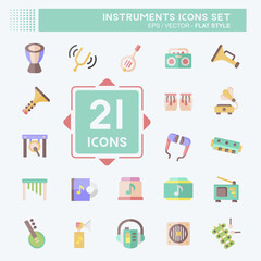 Icon Set Instruments. related to Mucik symbol. flat style. design editable