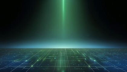 Minimalist Digital Artwork Featuring Vibrant Green Light Beam