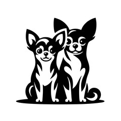 Two Cute Chihuahua Dogs Vector Illustration