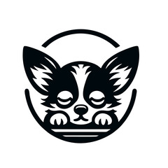 Fototapeta premium Cute Chihuahua Dog Face in Round Frame Vector