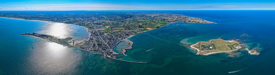 Aerial view of Saint-Vaast-la-Hougue in the Cotentin Peninsula in Normandy France