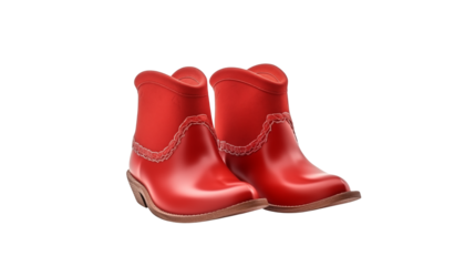 Vibrant red cowboy boots with intricate stitching detail perfect for fashion or country themes