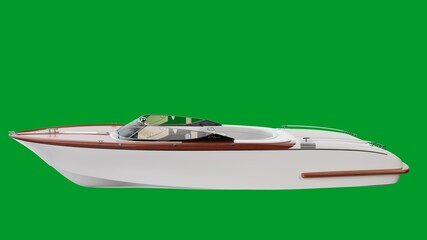 Luxury speedboat isolated on green screen multiple angles